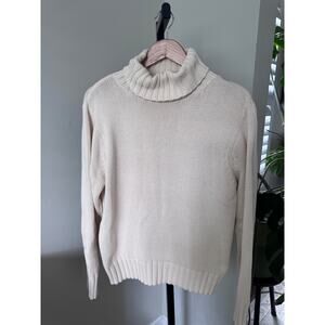 Columbia Womens Chunky Turtleneck Cream Sweater Large
